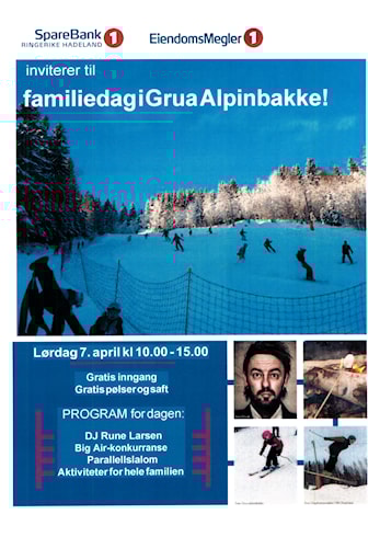 Vår hovedsponsor inviterer til familiedag i Grua alpinbakke lørdag 7.4.2018